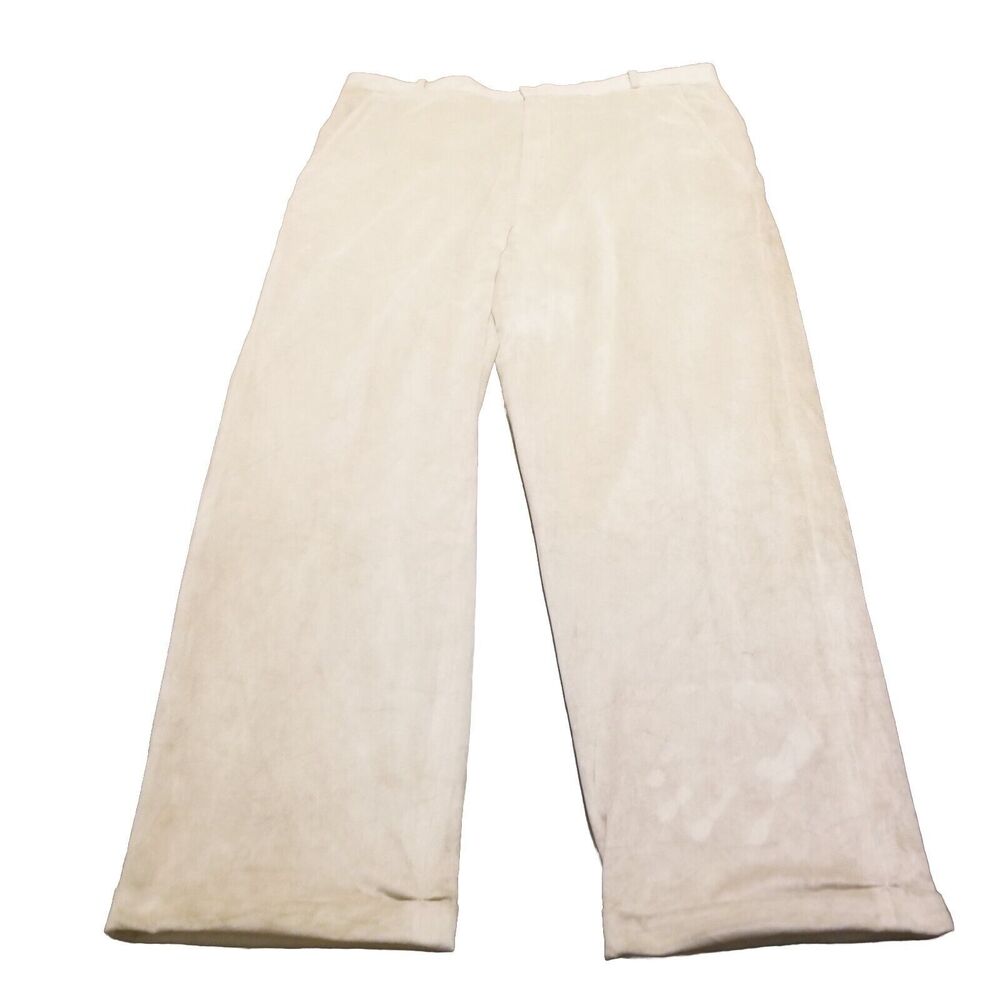 Saxony Velvet Pants Men's Size 42 Beige Vintage Wide Leg Nylon Lined (41×31)